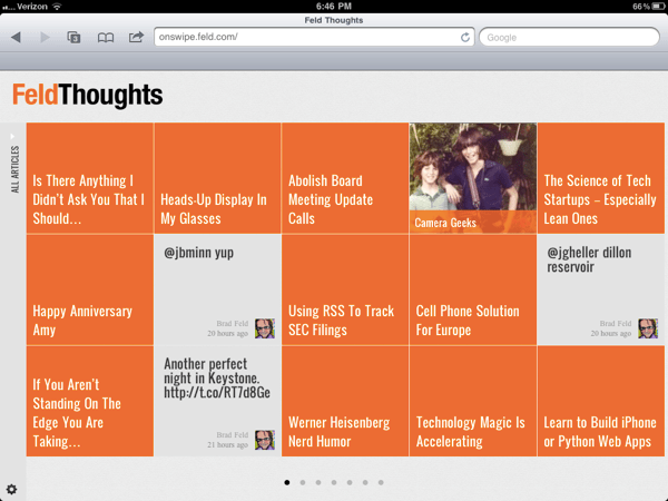 Onswipe of Feld Thoughts