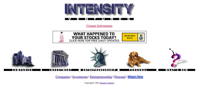 Intensity Ventures website
